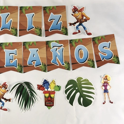 Guirnalda Banderín Feliz Cumpleaños Crash bandicoot