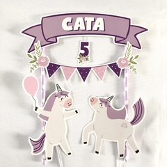 Cake Topper Pincho Adorno Torta Unicornios