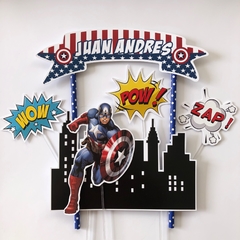 Cake topper pincho Adorno de torta personalizado Capitan America en internet