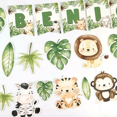 Guirnalda Banderín personalizado animalitos de la Selva acuarela