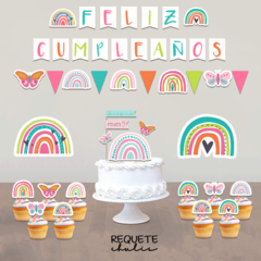 Kit cumpleaños deco mini Arcoiris boho