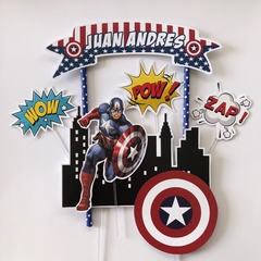 Cake topper pincho Adorno de torta personalizado Capitan America