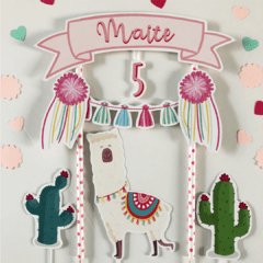 Cake topper Pincho Adorno para torta personalizado Llama con cactus