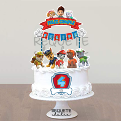 Cake topper Pincho Adorno torta Personalizado Paw Patrol con banderin nombre