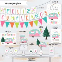 Kit imprimible deco básico Camper Glam