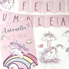 Kit decoración para cumpleaños Unicornio pastel