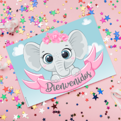 Kit imprimible deco básico elefante bebe - comprar online