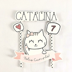 Kit imprimible cake topper gatita maiu