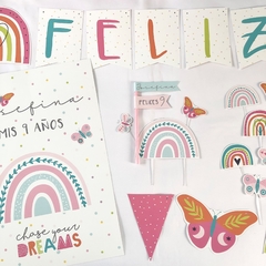 Kit cumpleaños deco mini Arcoiris boho - comprar online