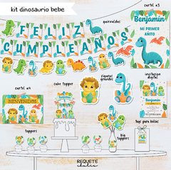 Kit imprimible deco básico dinosaurios bebe