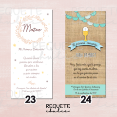 Pack Super Mini 12 ilustración Tarjetas estampitas Primera Comunión