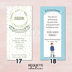 Pack Super Mini 12 ilustración Tarjetas estampitas Primera Comunión - Requetechulis