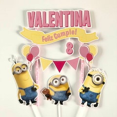 Cake topper Pincho Minions rosa