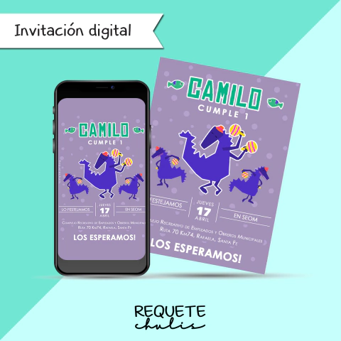 Invitación digital personalizada para redes sociales Monstruo de la Laguna - comprar online