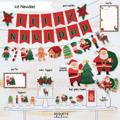 Kit imprimible deco básico especial Navidad Papá Noel