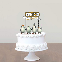 Cake topper Pincho Adorno torta Personalizado Pingüinos