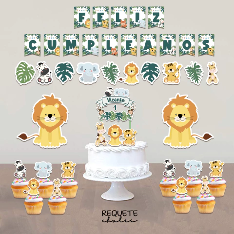 Kit decoración para cumpleaños Selva Safari