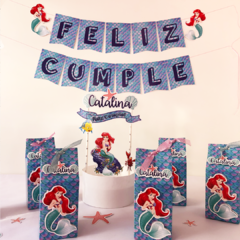 Guirnalda Banderín Feliz Cumple La Sirenita Ariel - comprar online