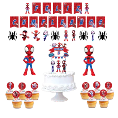 Kit cumpleaños deco mini Spidey - Requetechulis