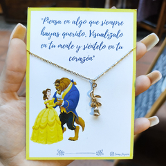 Collar la bella y la bestia dorado - comprar online