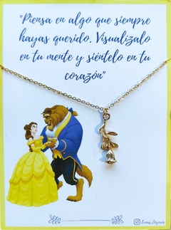 Collar la bella y la bestia dorado
