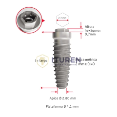 Implante Cónico N.g Hexágono Externo Ø4,00mm Byw Implantes