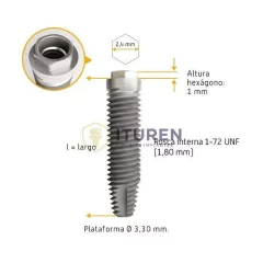 Implante Cilíndrico Hexágono Externo Ø3,30mm E2 Byw Implantes
