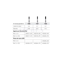 Fresa Carburo Cilíndrica Redondeada Dentada Pieza de Mano PM JET (varias medidas) - comprar online
