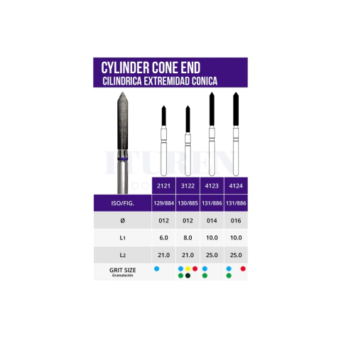 Piedra de diamante Cilíndrica Extremo Cónico Microdont (varios modelos)