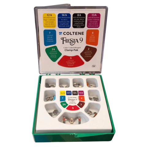 Kit Fiesta 9 Clamps Con Aleta 2-2A-4-7-8A-9-12A-13A-14A Hygenic Coltene - comprar online