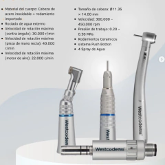 KIt Académico CA 1:1 + Turbina 3T + MicroM + Pieza Mano Westcode K-XML22 - comprar online