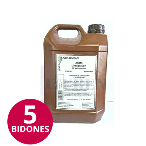 5 Aguas oxigenadas 10 Vol x 5lts c/u