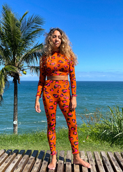 Legging de tule oncinha laranja - comprar online