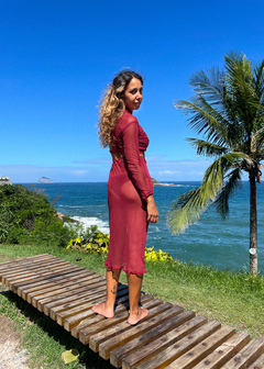 Blusa de tule bordô - loja online