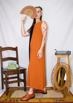 Imagem do Vestido regatão mid em viscolinho bicolor
