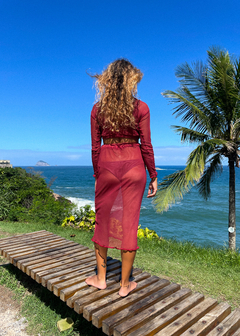 Blusa de tule bordô na internet