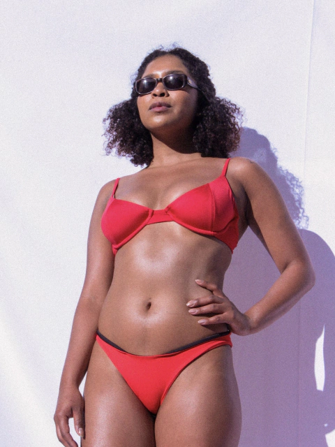 Top meia taça vermelho