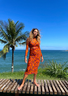 Blusa de tule onça laranja na internet