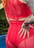 Biker shorts tule vermelho overlock* - loja online