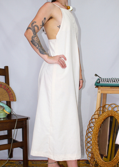 Vestido de alcinha em linho cru - Acalmia