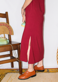 Vestido regatão mid em viscolinho vinho - loja online
