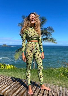 Legging de tule onça verde na internet