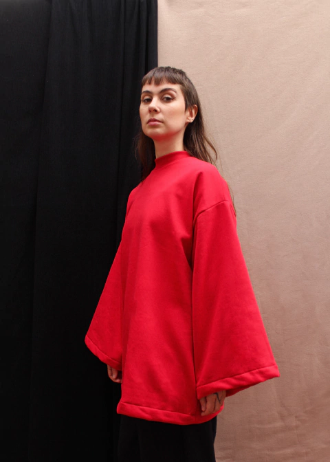 Moletom manga larga vermelho