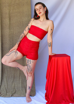 Top tomara que caia vermelho bordado na internet