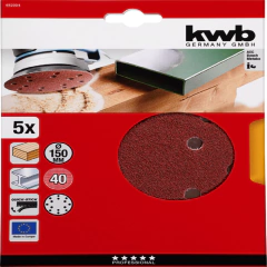 Discos abrasivos Quick-Stick 150mm madera y metal Grano 80 Perforado x 5 unidades KWB - comprar online