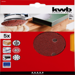 Discos abrasivos Quick-Stick 150mm madera y metal Grano 40 Perforado x 5 unidades KWB - comprar online