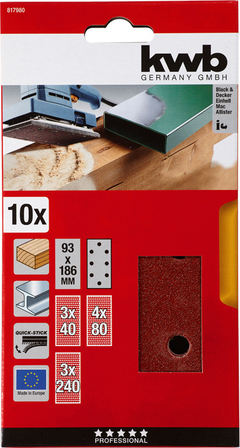 Quick-Stick Tiras abrasivas, madera y metal, corindón puro, 93x186 mm - comprar online