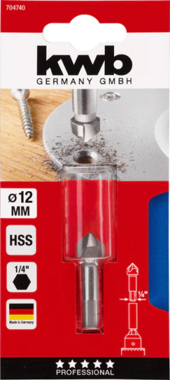 Avellanador, HSS, 90º, de 3 filos, 1/4" hexagonal 16mm - comprar online