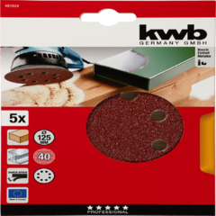 Discos abrasivos "Quick Stick" 125/240 x 5 unidades madera y metal KWB - comprar online