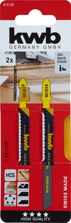 Hojas de sierra de calar, trabajo en madera, diente especial de incisión, acero al carbono HCS vástago universal x 2 unid KWB - comprar online